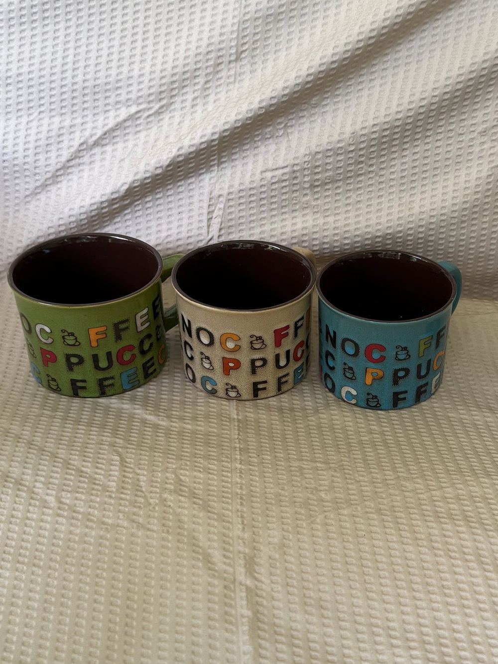 Colorful Ceramic Coffee Mugs - Set of 3